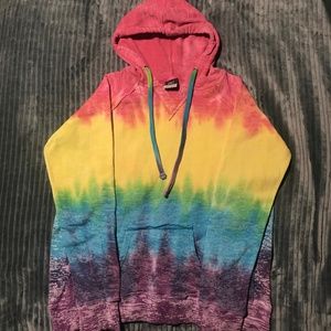 MV Sport Rainbow Stripe V-Neck Burnout Hoodie
